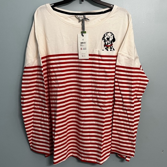 NWT Joules Women’s Size 18/1XL Dalmation Red Stripe Long Sleeve Shirt - Picture 2 of 11